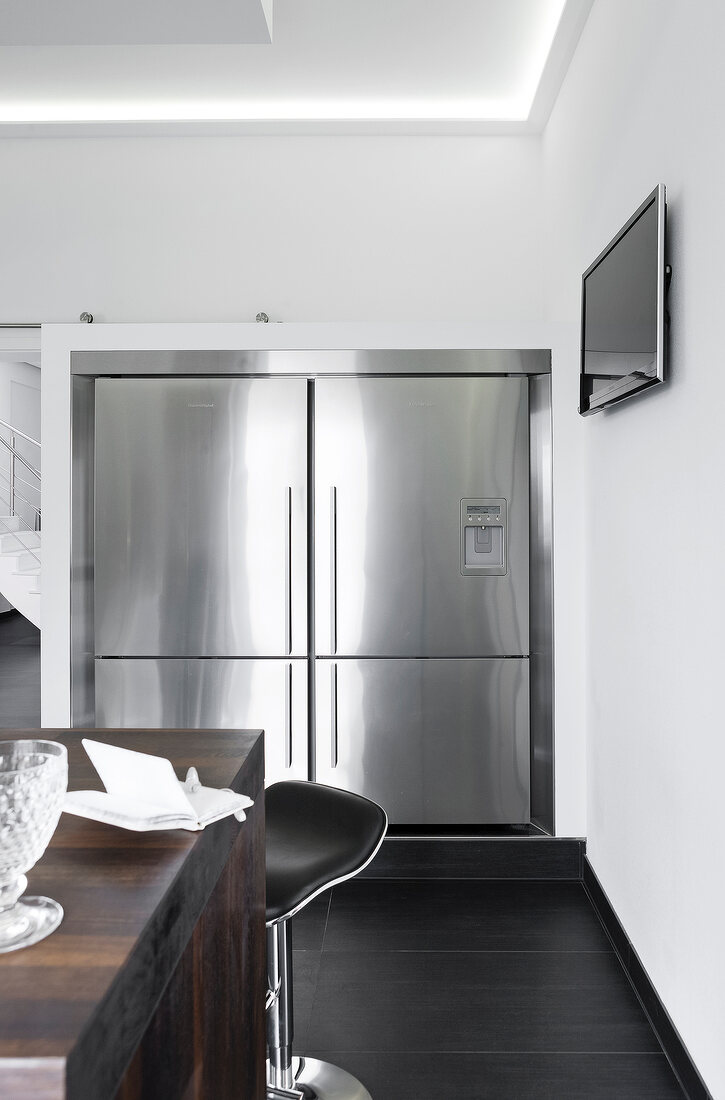 American stainless steel fridge in kitchen