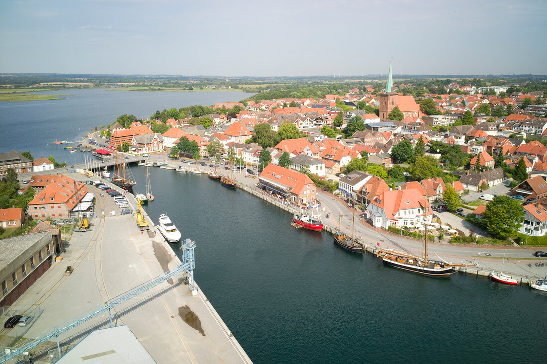 Aerial view of New Town, Baltic Sea, Bay of Lubeck, Schleswig Holstein, Germany