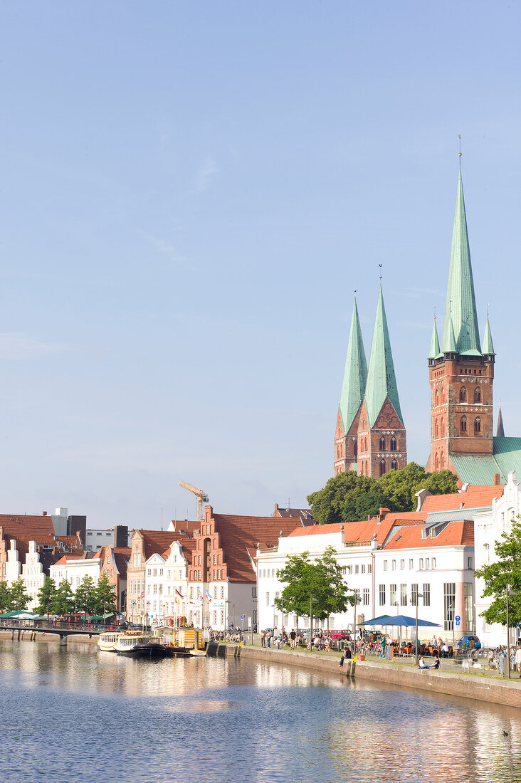 View of St. Peter Church and St. Mary's Church at Lubeck, Schleswig Holstein, Germany