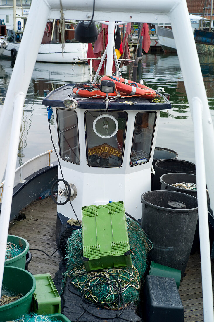 Fishing boat in Niendorf harbour, Bay of Lubeck, Schleswig Holstein, Germany