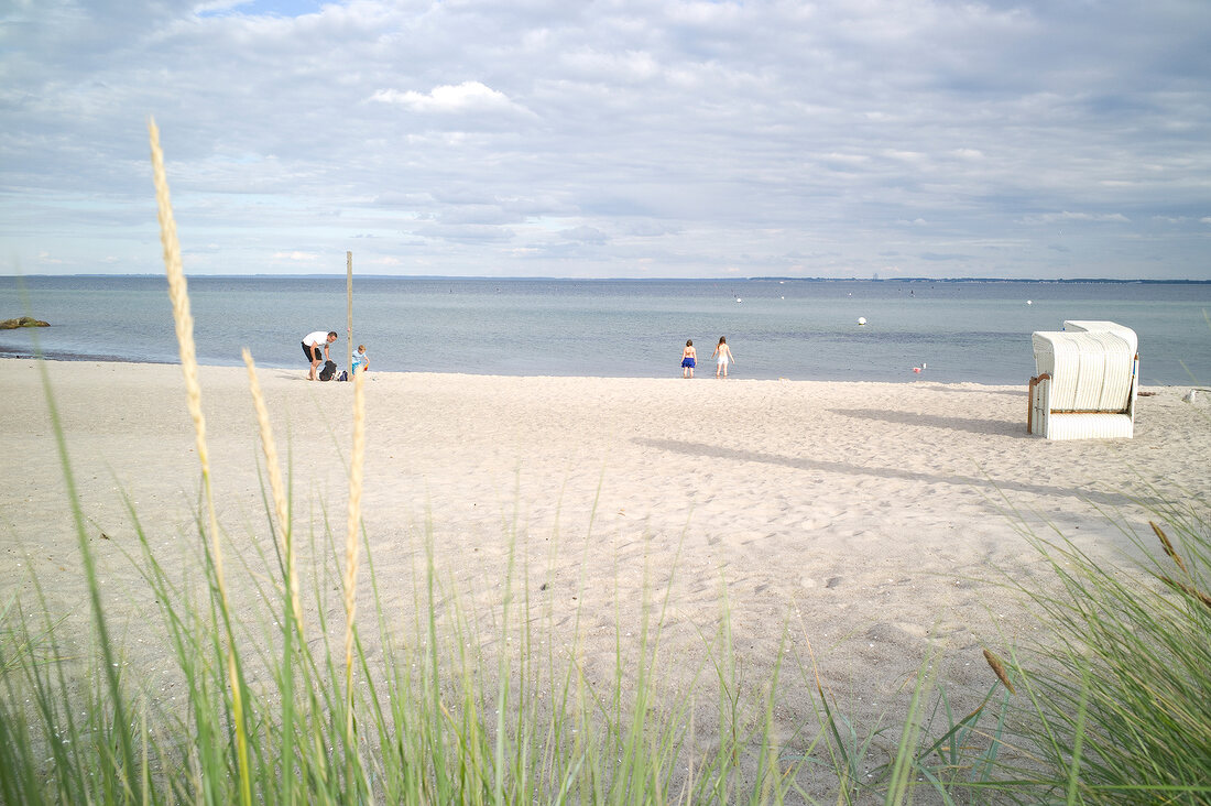 View of Gromitz beach and Baltic Sea in Schleswig Holstein, Germany