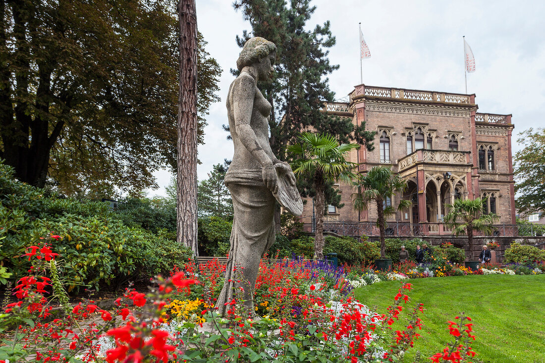 View of Colombi park with Colombi castle in Freiburg, Germany