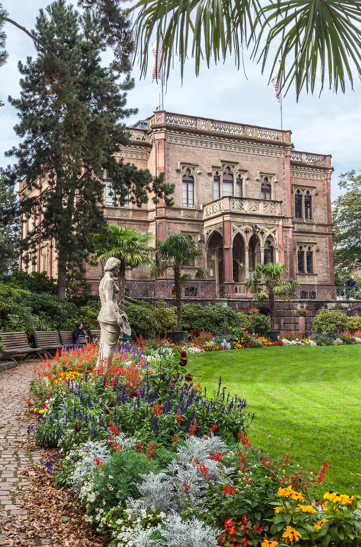 View of Colombi park with Colombi castle in Freiburg, Germany