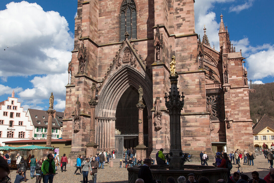 People around Freiburg Minster, Germany