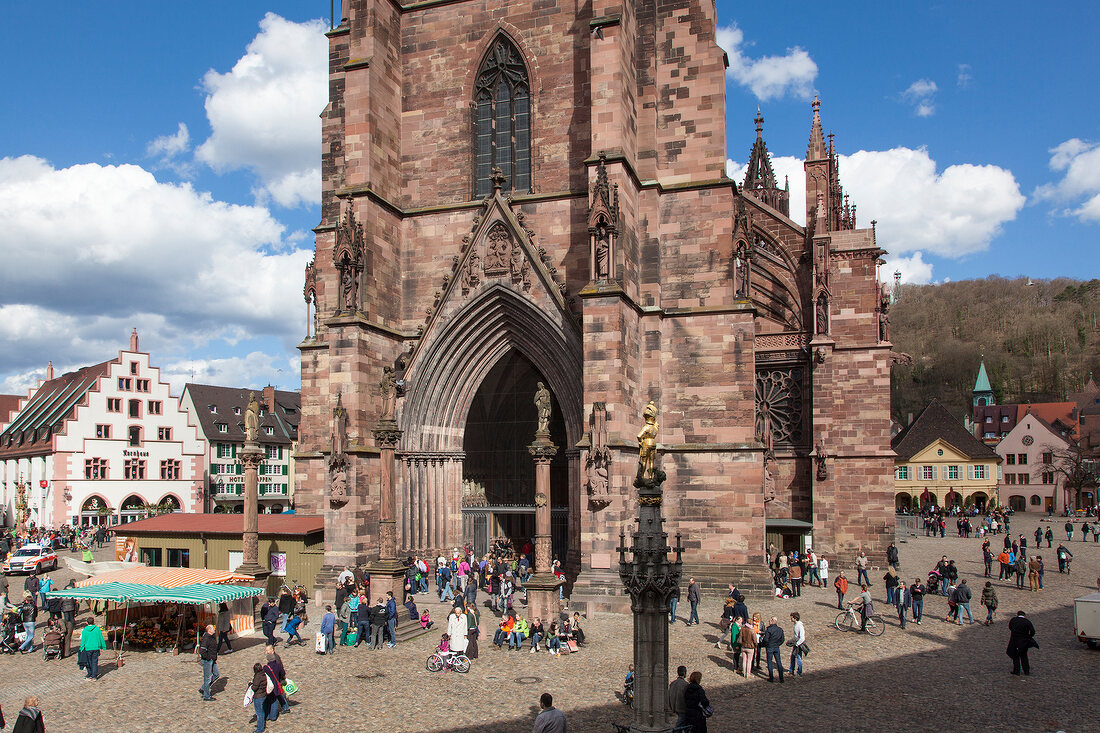 People around Freiburg Minster, Germany