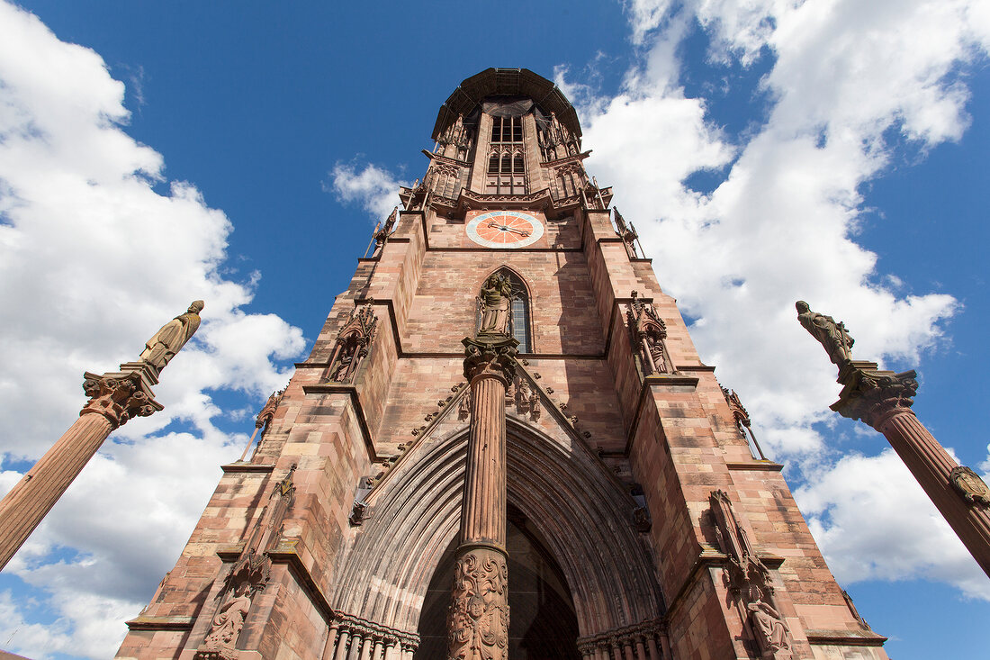 Facade of Munster of Freiburg, Germany, low angle view