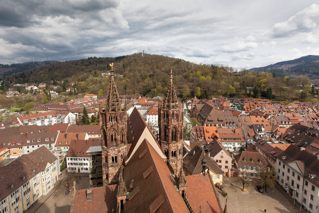 View of Cathedral square, old town and castle hill