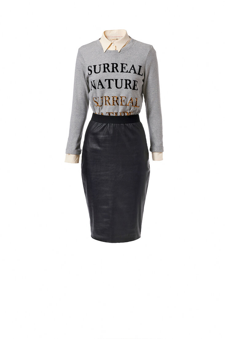 Sweater, Lederrock, Pencil Skirt, Outfit, Freisteller