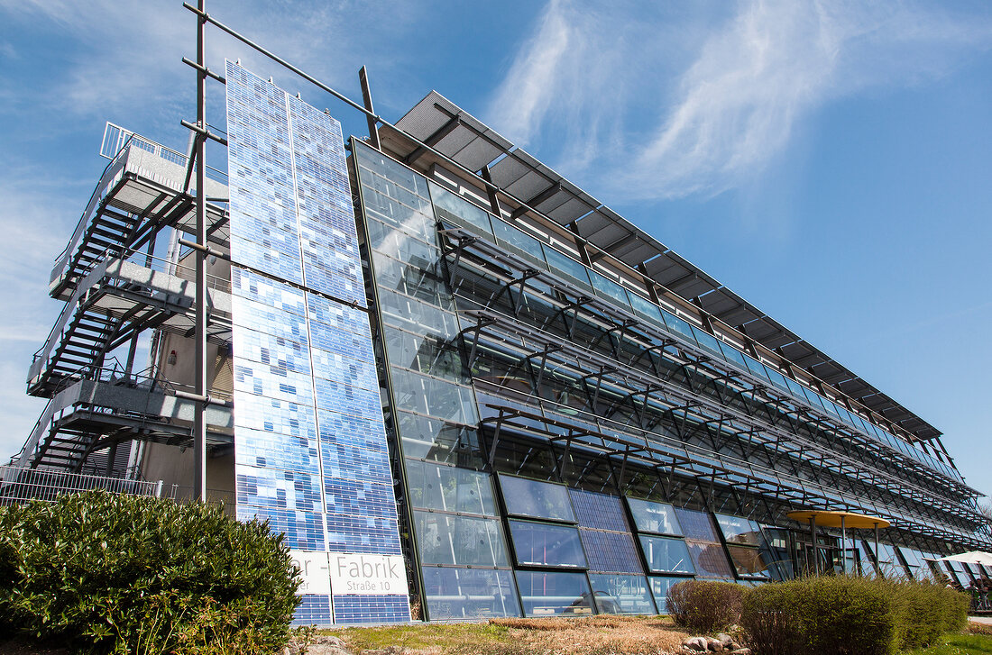 Low angle view of solar factory in Freiburg, Germany