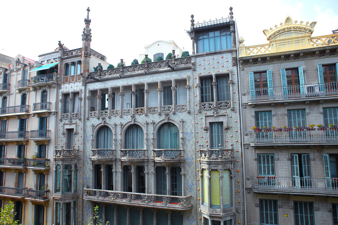 View of building facade in Barcelona, Spain