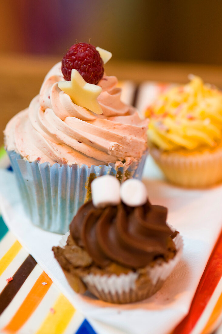 Close-up of cup cakes at Lolly and Cooks, Dublin, Ireland