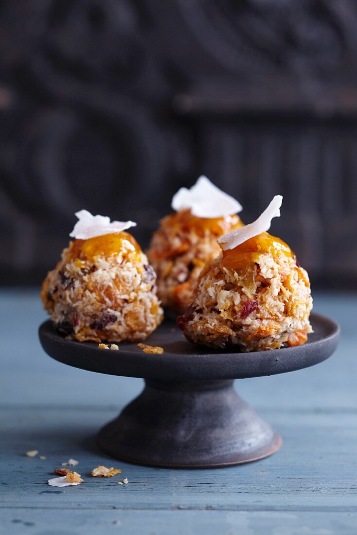 Coconut confectionery made with dried fruit