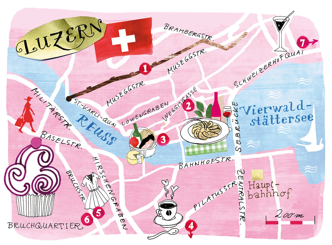 Luzern, Karte, Stadtplan 