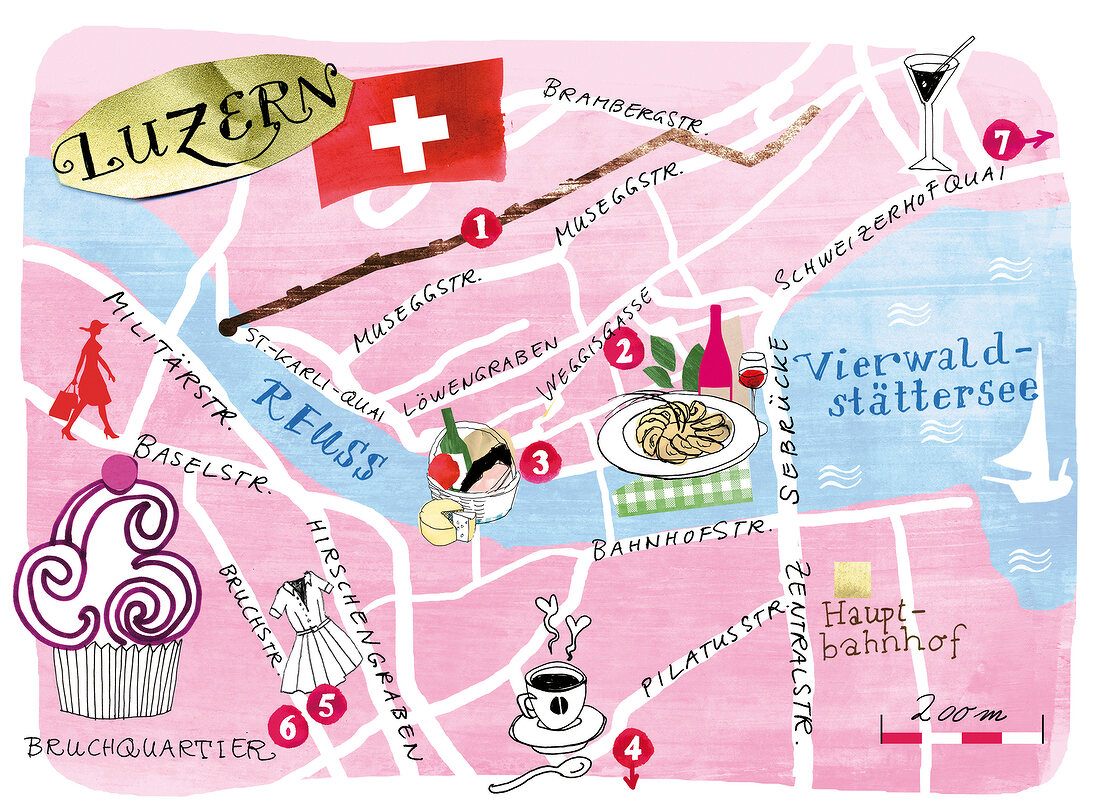 Luzern, Karte, Stadtplan – Bild kaufen – 10320158 Image Professionals