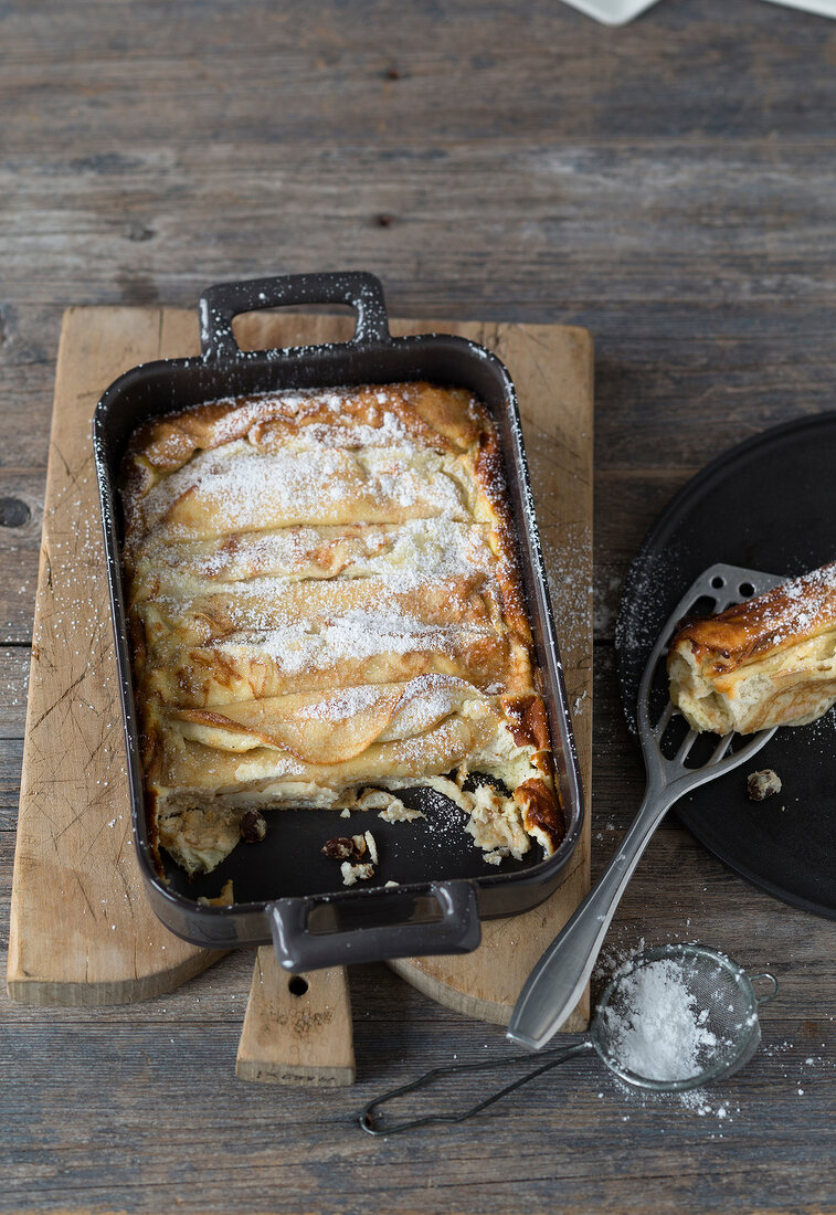 Pancakes in baking dish