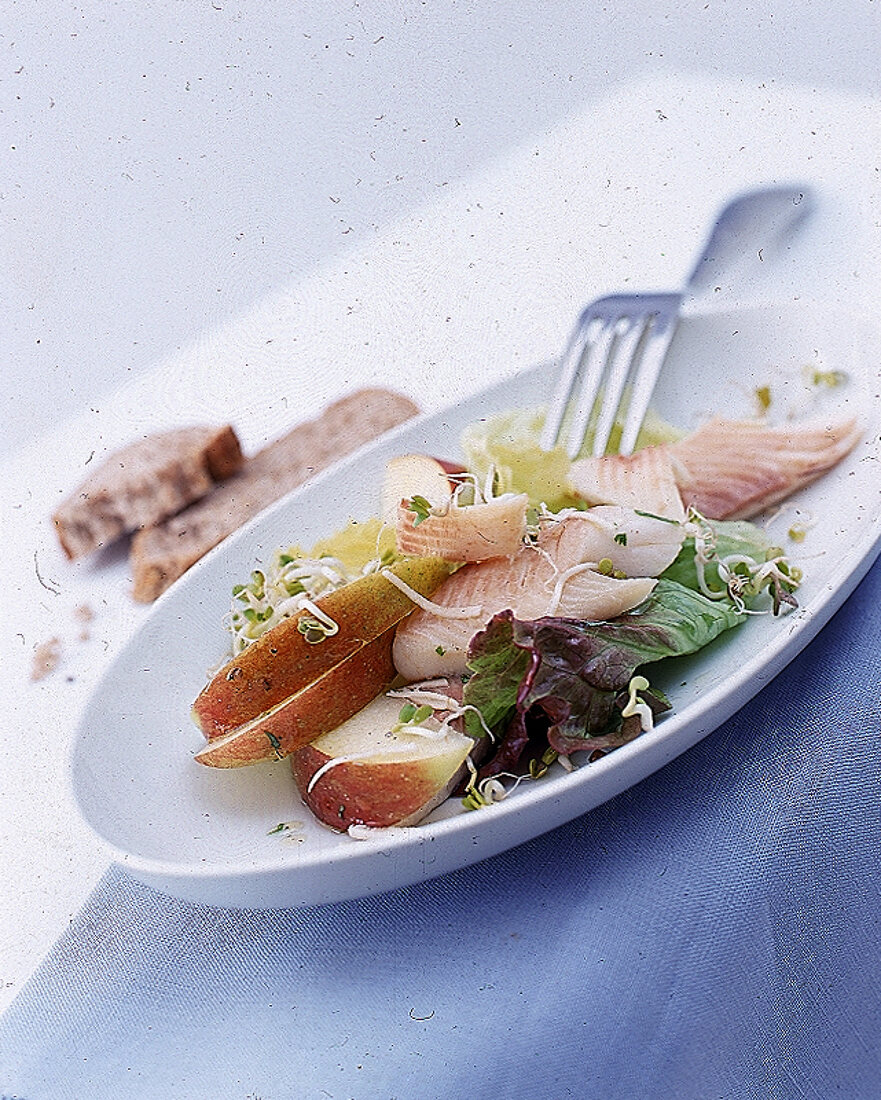 Geräuchertes Forellenfilet auf Salat 