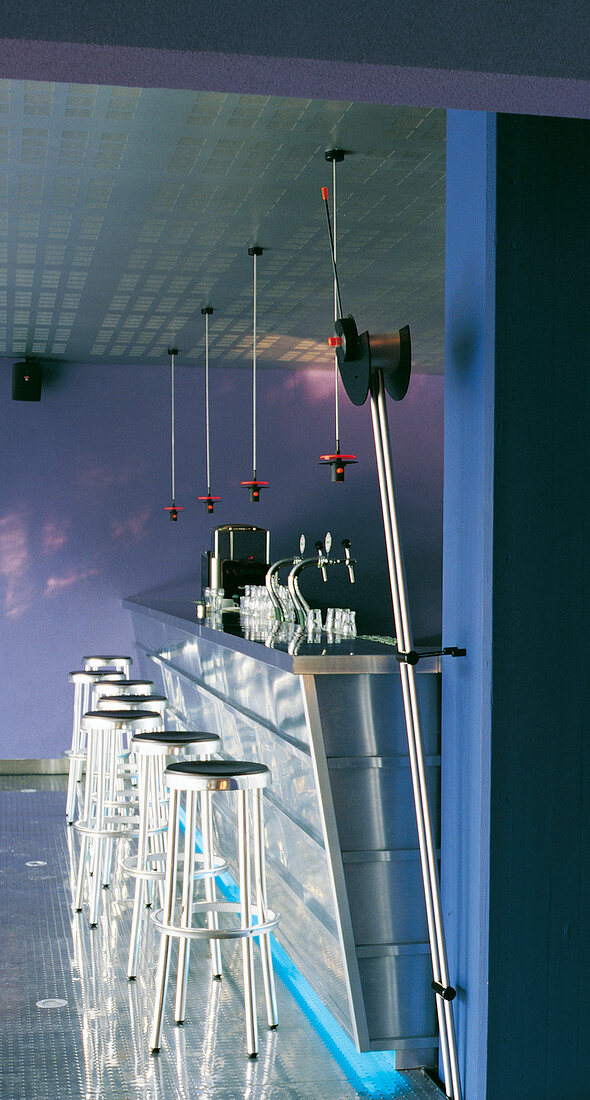 Empty bar counter at Blue Purple Bar, Amsterdam, Netherlands