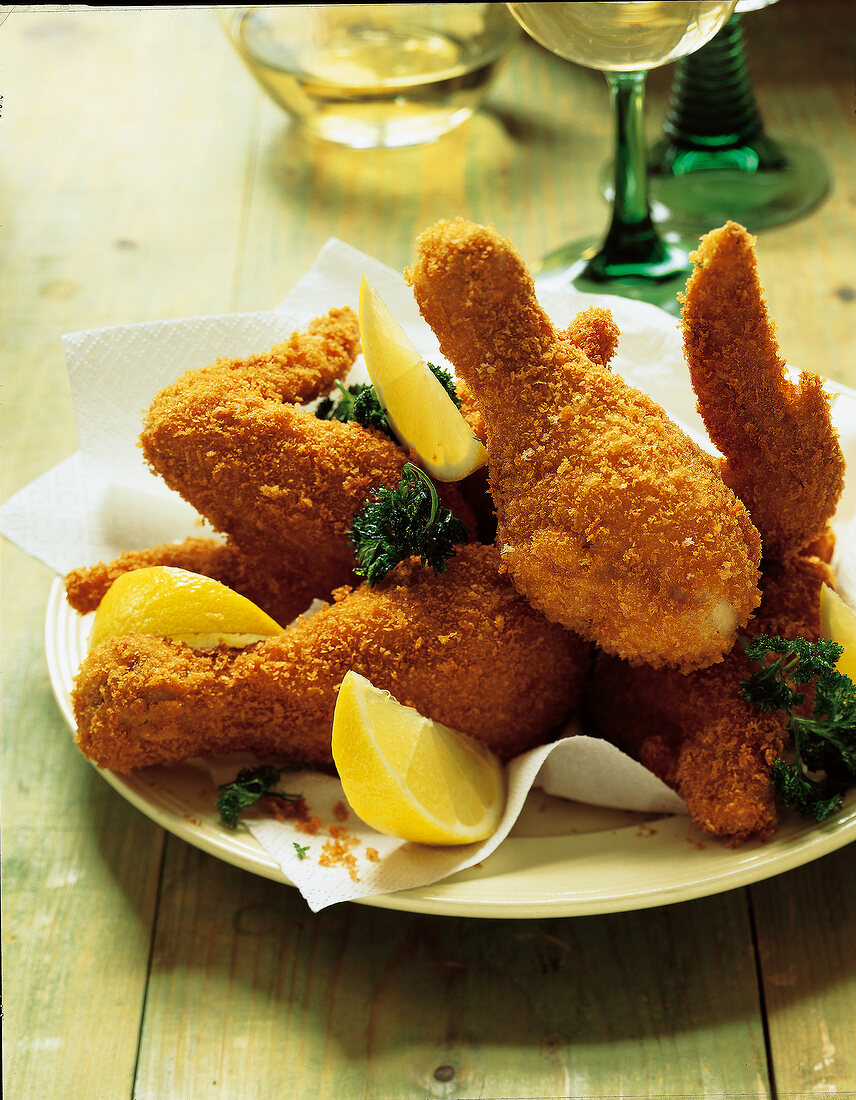 Close-up of Viennese fried chicken on plate