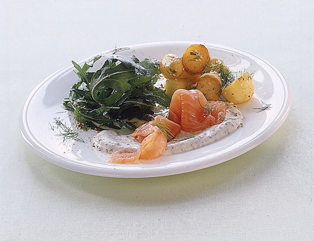 Sesamkartoffeln mit Lachs und HonigSenf-Sauce