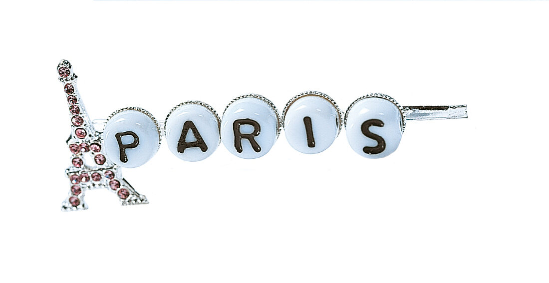 Kunststoff-Spangen mit Glanz mit dem Schriftzug "Paris"