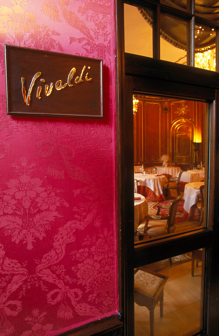 Entrance of Vivaldi restaurant, Ritz - Carlton - Castle Hotel, Berlin, Germany