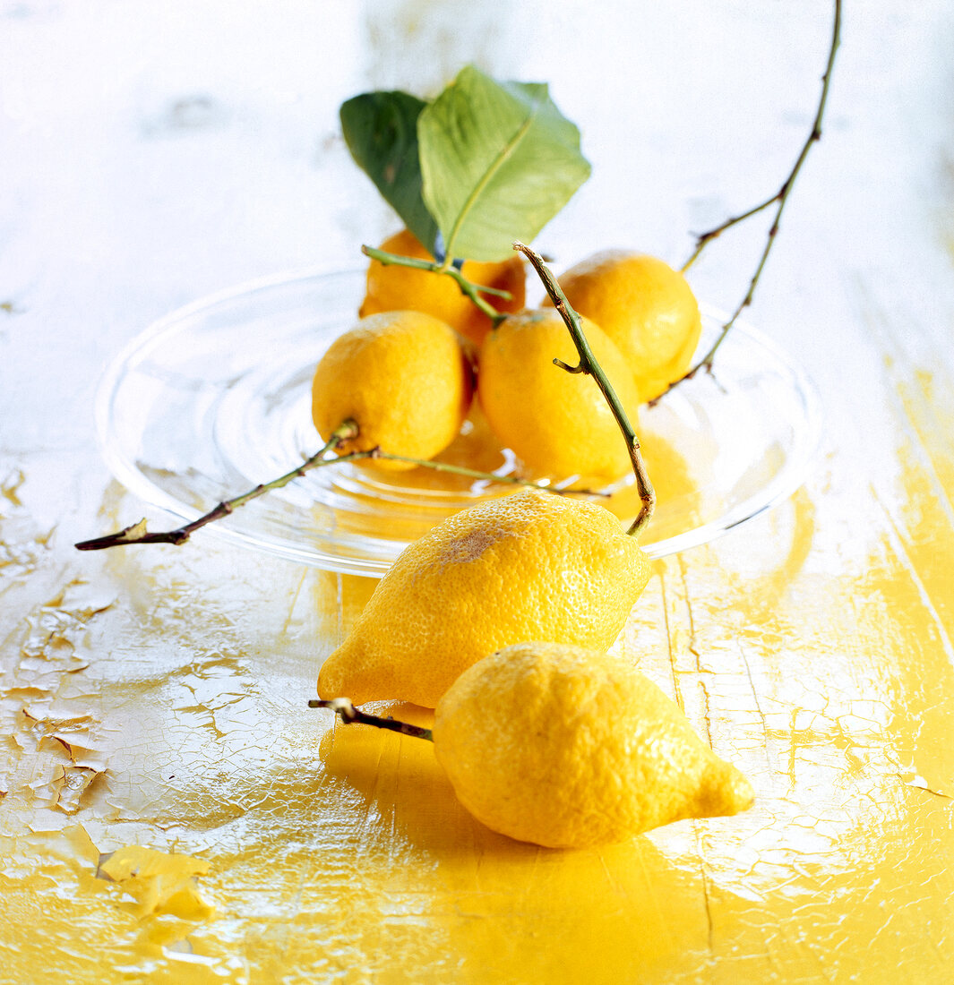 Close-up of lemons on plate