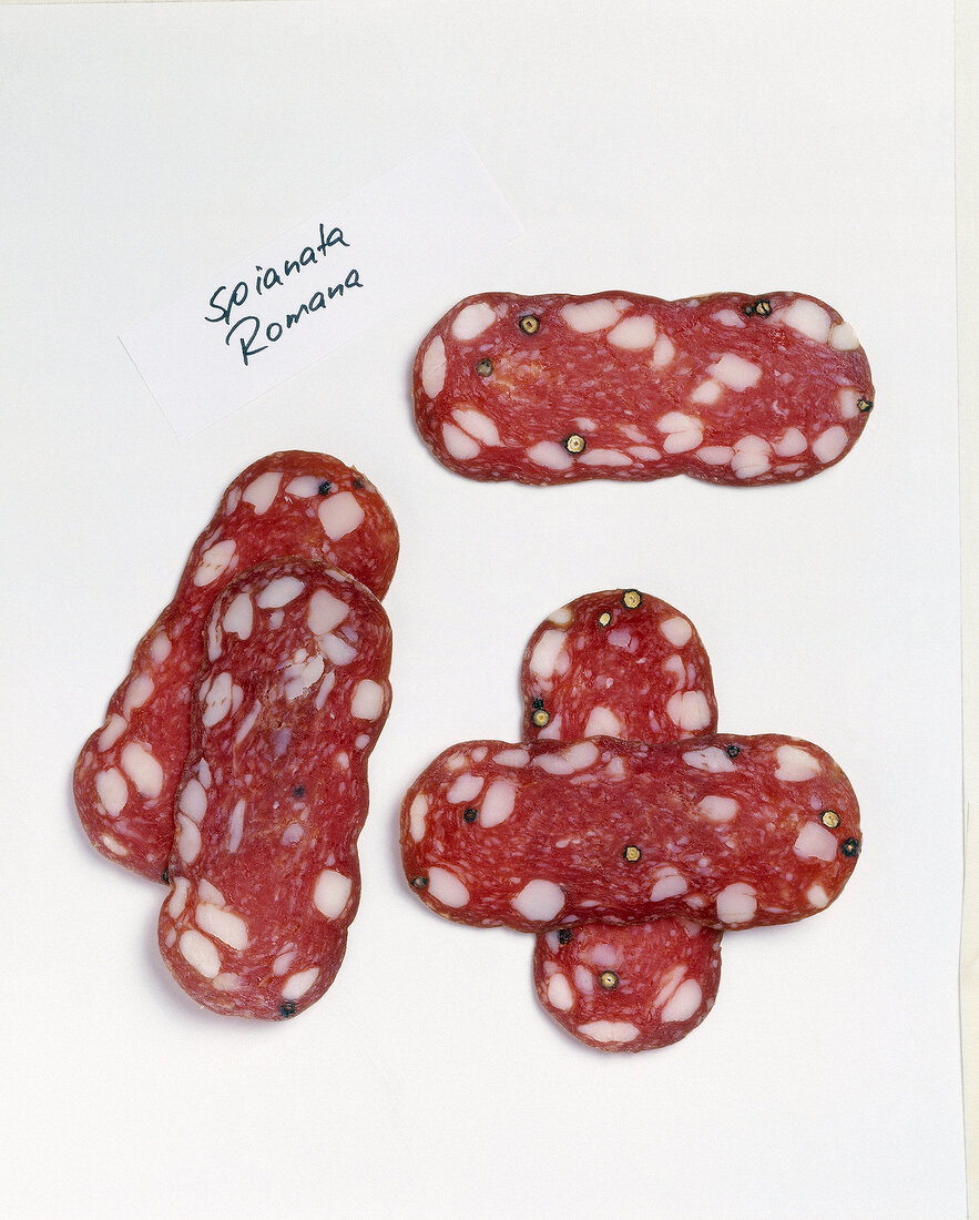 Tuscan salami on white background