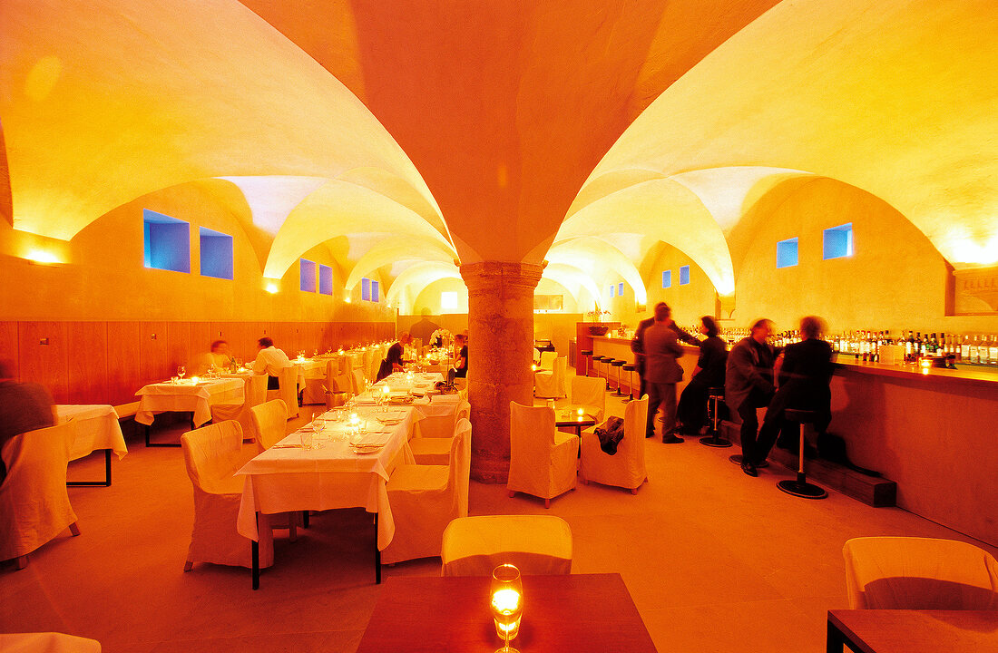 Long bar counter and Restaurant Johan with vaults in Graz, Austria
