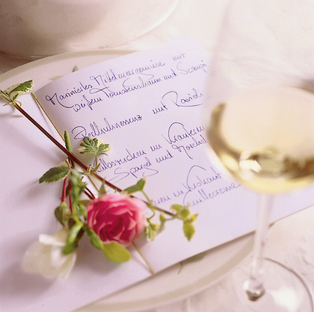 Handwritten menu card