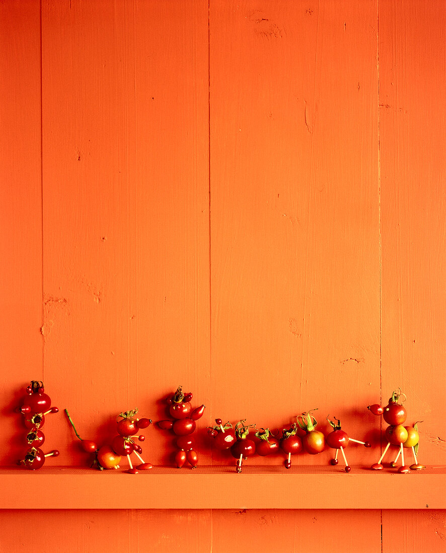 Autumn decorations of rosehip in the form of figures