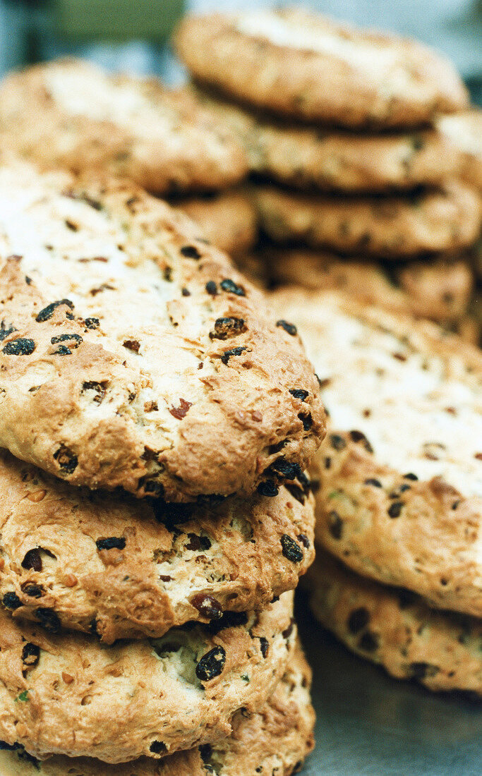 Close-up of stollen fruit cakes without icing sugar