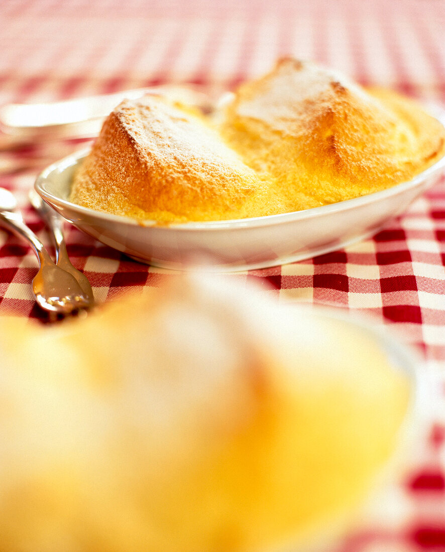 Golden Salzburg dumpling in serving dish