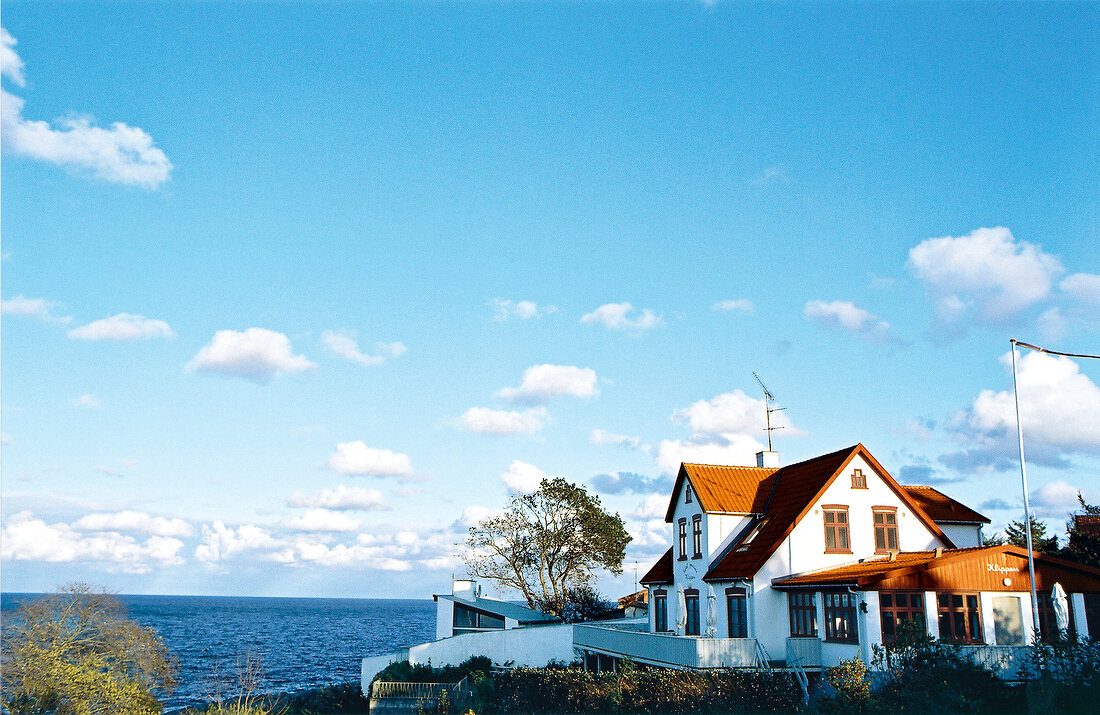 White single house on the coast