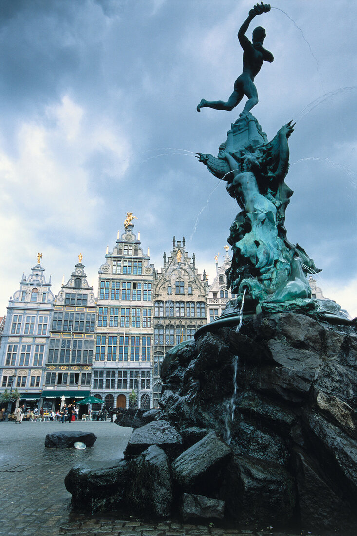 View of Grote Markt and Statue in brussels, Antwerp, Belgium