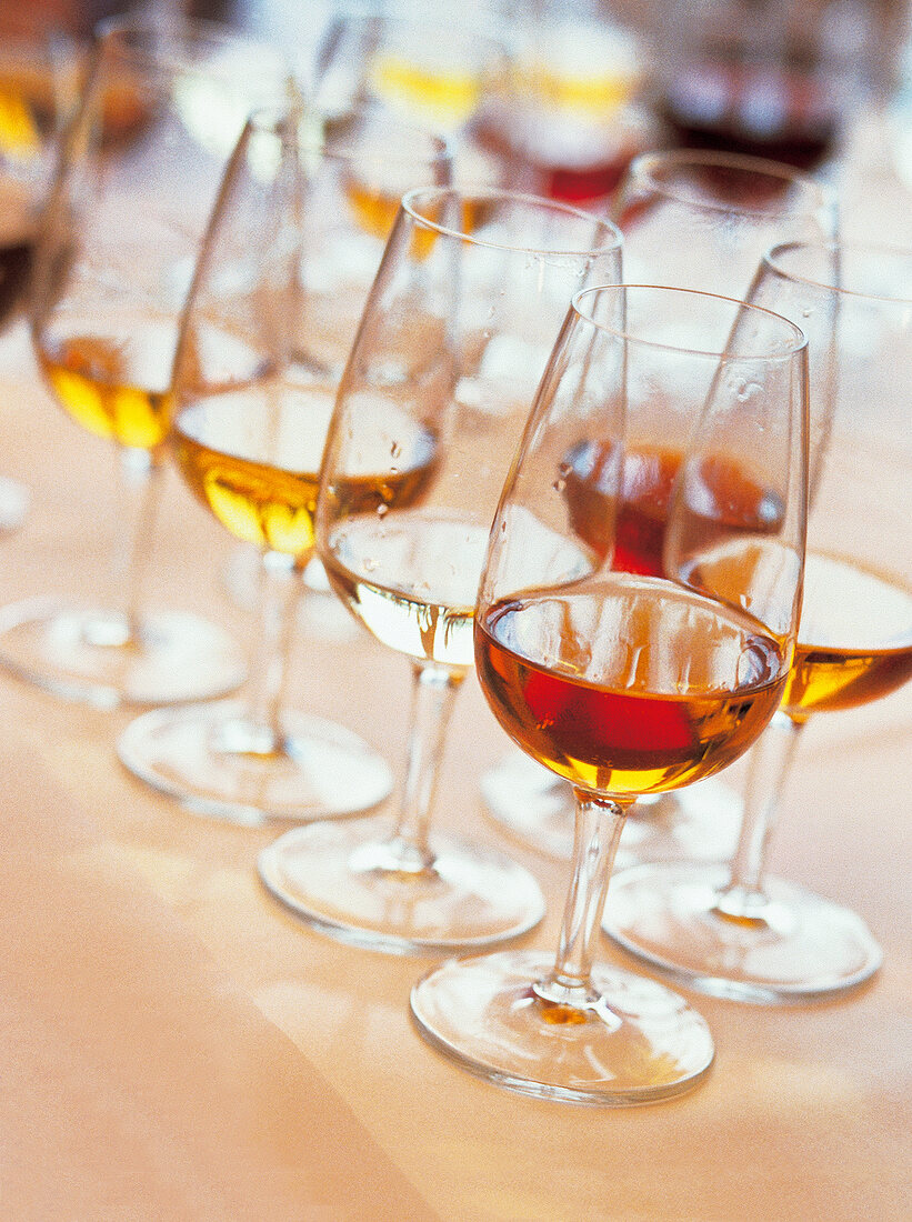 Close-up of wine in glasses