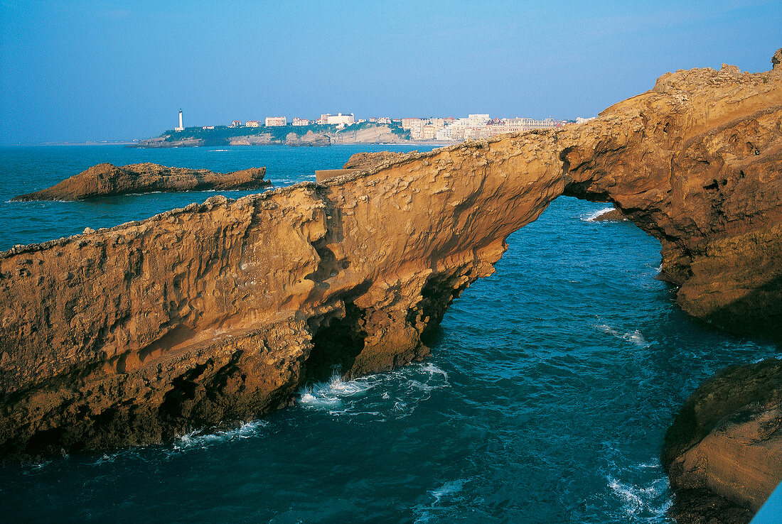 Rock formation in the Atlantic Ocean in Biarritz, France