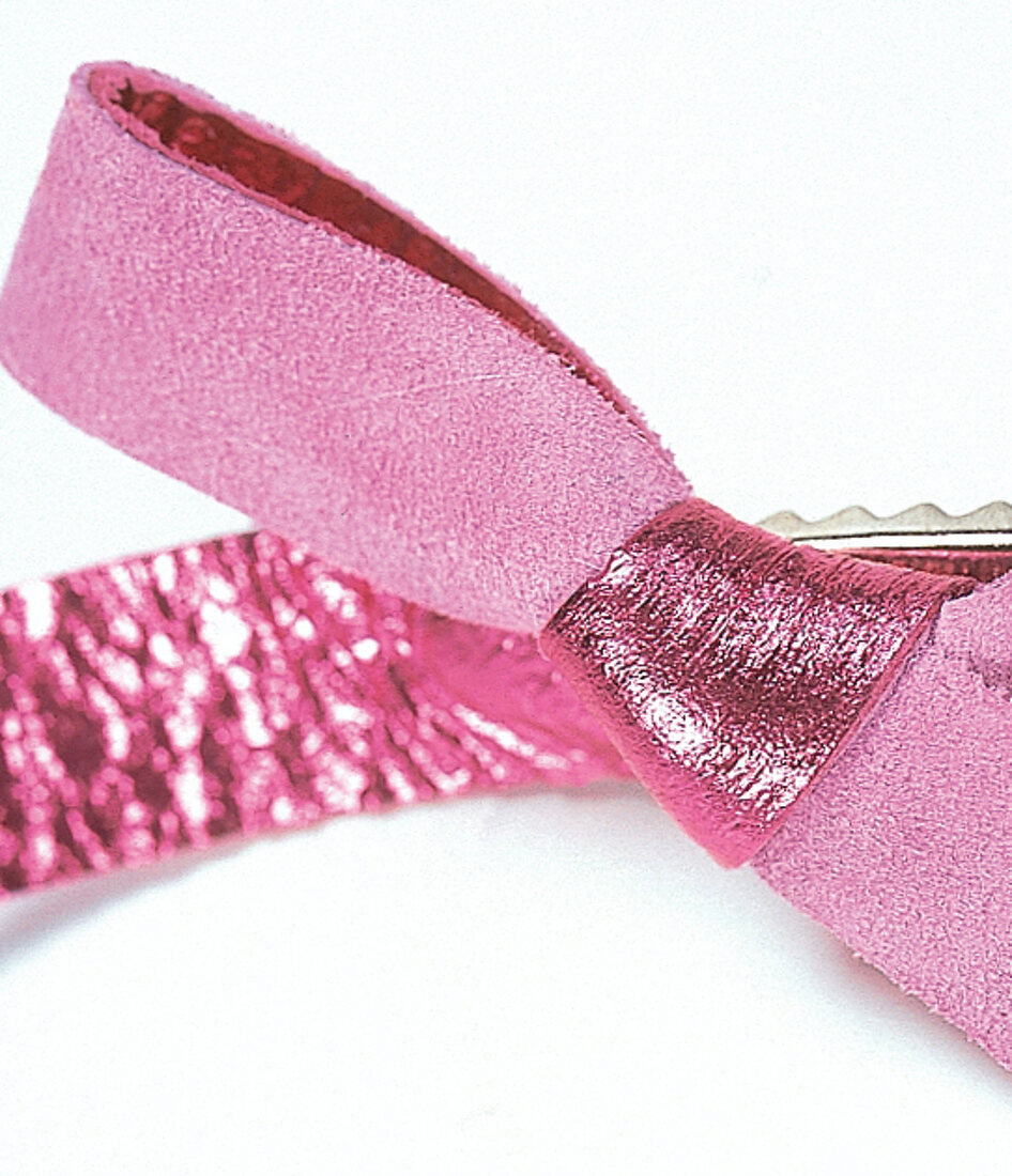 Haarspange, Schleife aus Leder in, pink, Studio, Freisteller