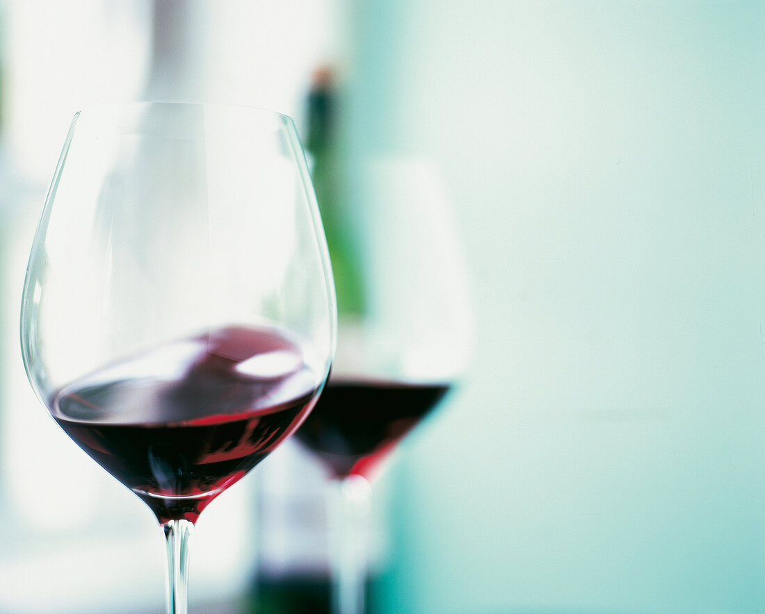 Close-up of glass with red wine in Rioja