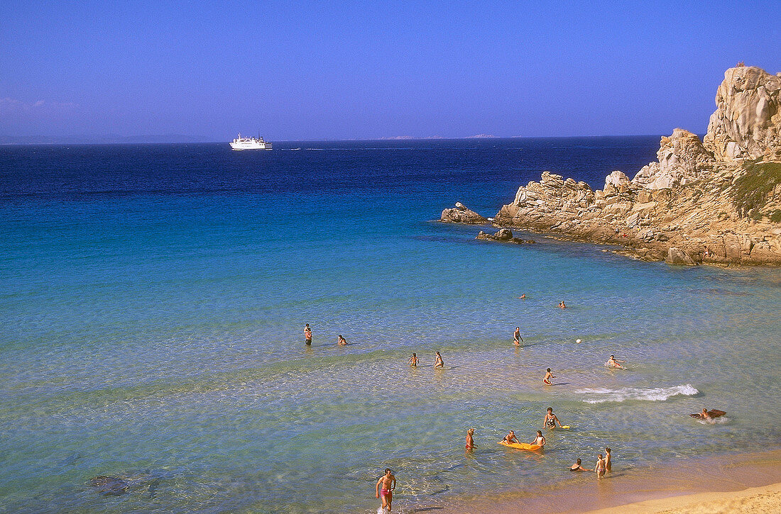 People relaxing in Bay at Santa Teresa di Gallura, Sardinia, Italy