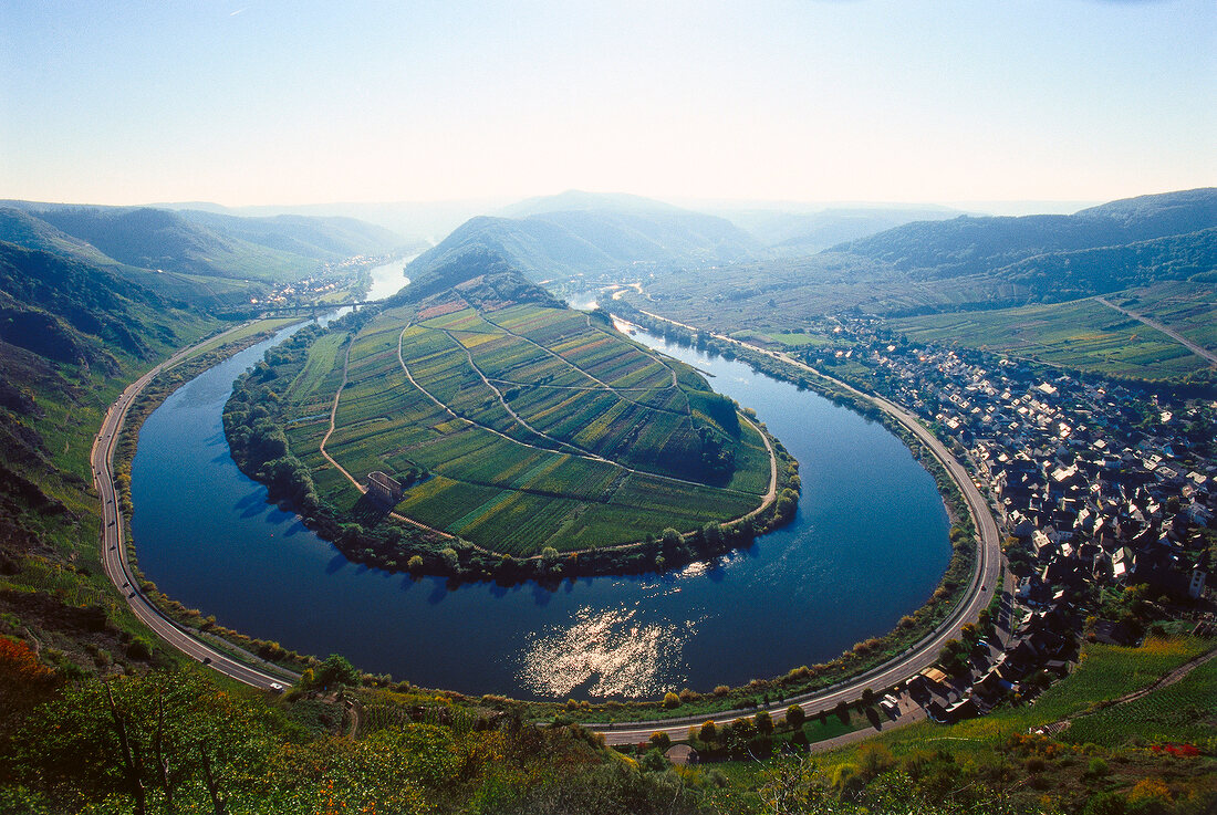 View of Mosel-Saar-Ruwer with steep slopes of Calmont