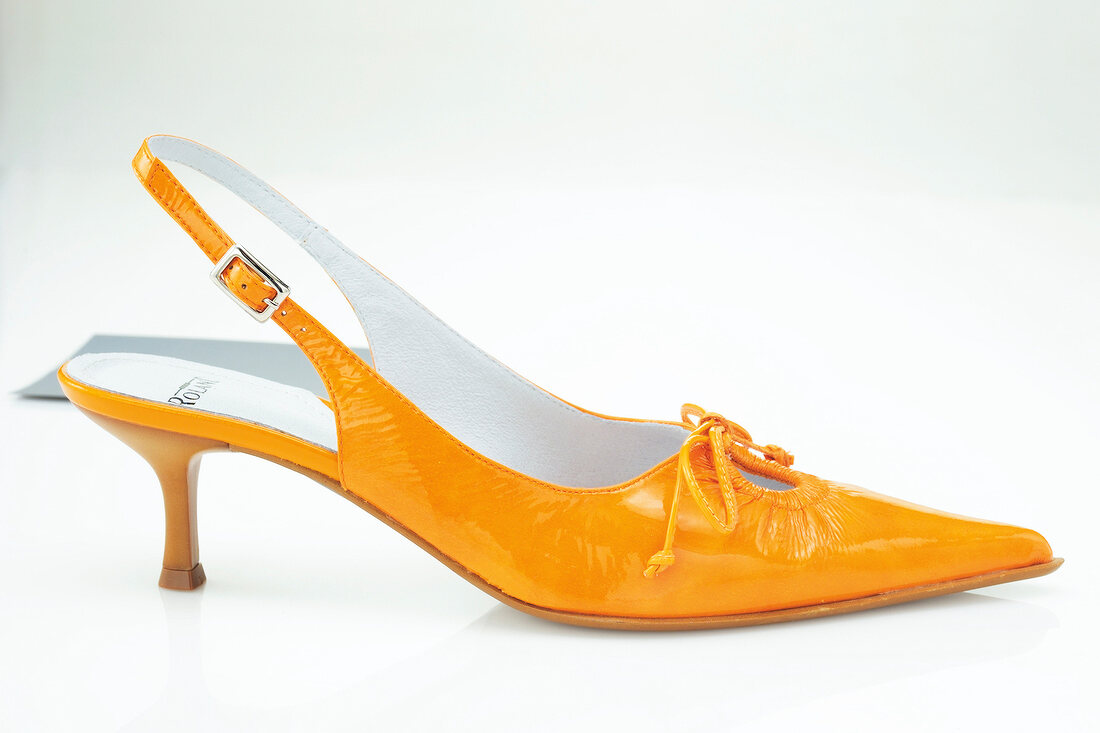Trendiger Schuh mit halbhohem Pfennigabsatz, orangefarben, orange