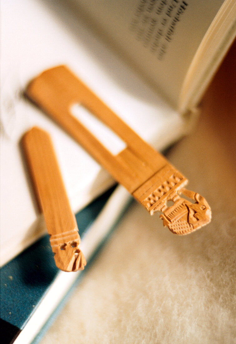 Bookmark made of sandalwood with elephant on it