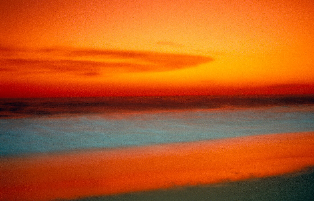 View of sunset at beach in Acapulco, Mexico