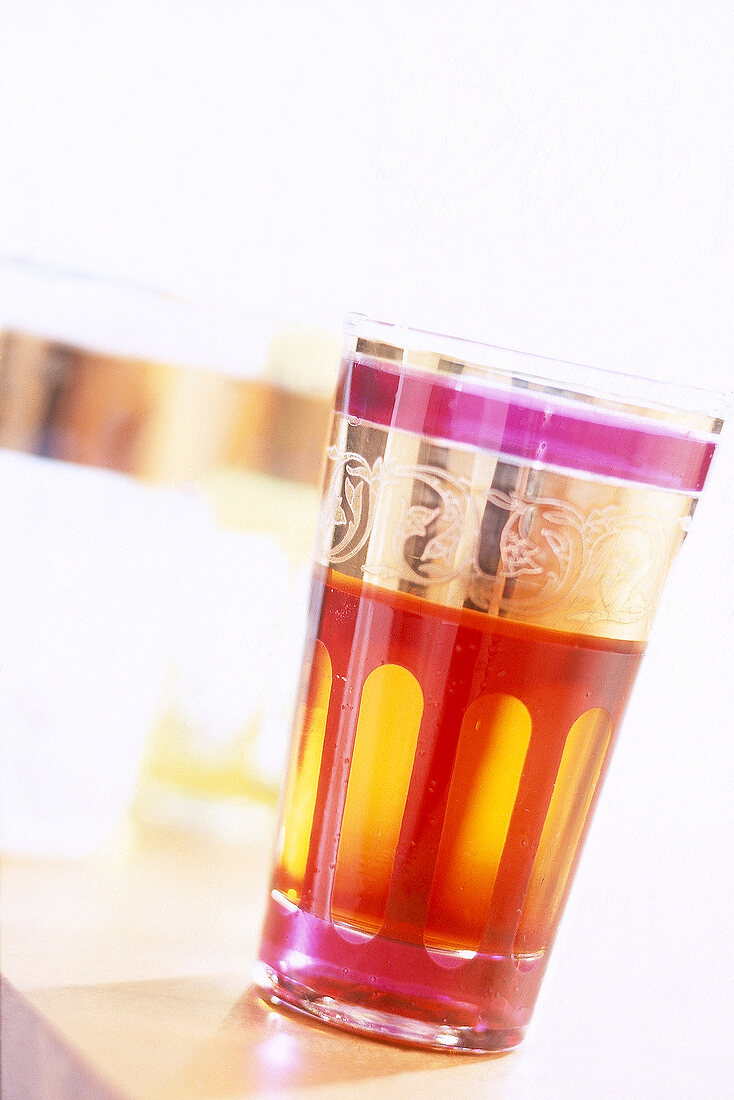 Close-up of Moroccan tea glass