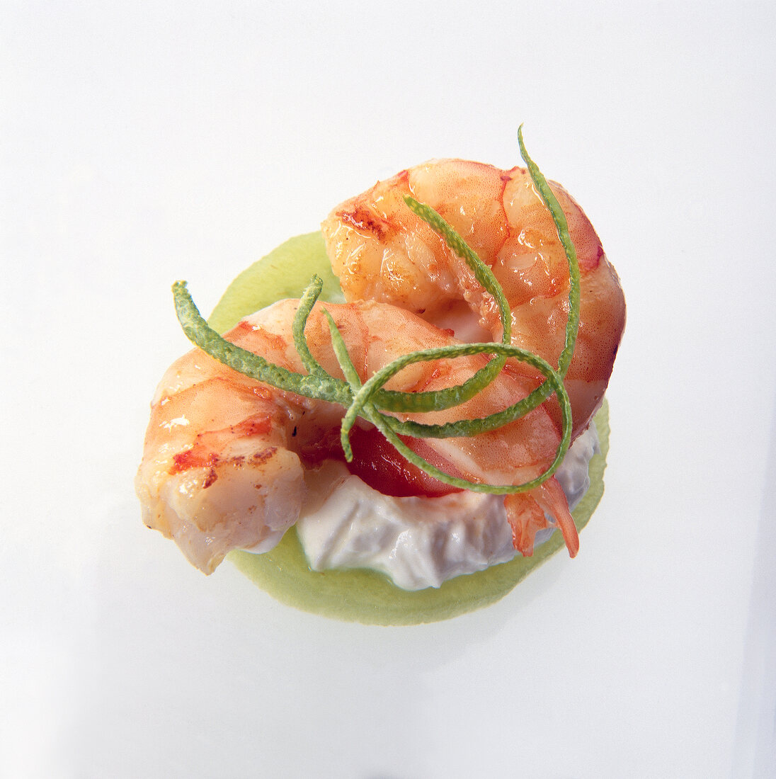 Shrimps mit Schmand auf Kiwi, Häppchen