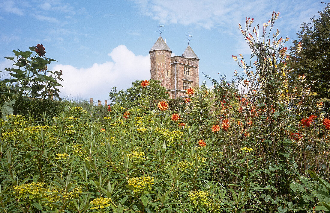 View of Sissinghurst Castle and garden, Kent, UK