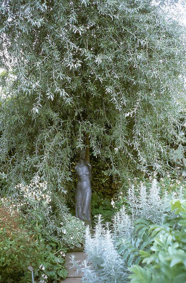 Statue under tree at Sissinghurst Castle Garden
