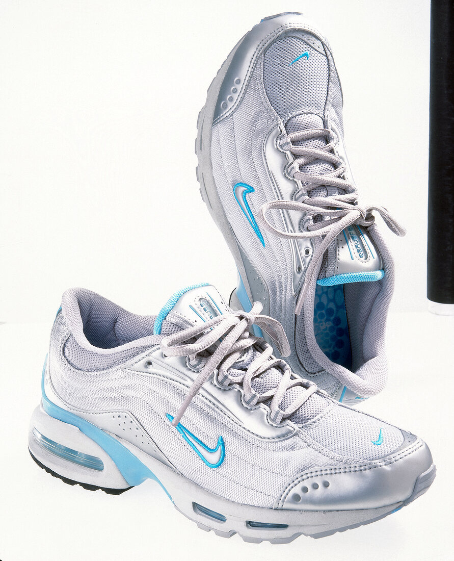 Close-up of sports shoes on white background