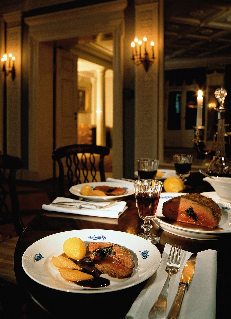 Roast Beef Dinner by Candlelight