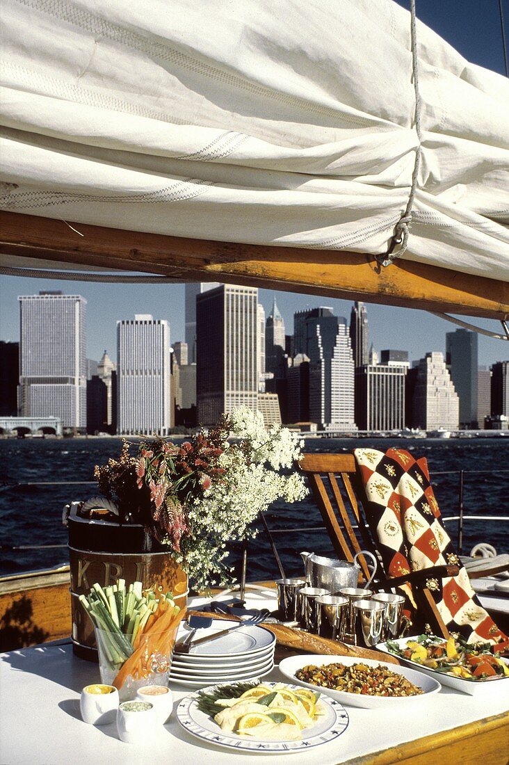 Buffet on the Deck of a Sailboat